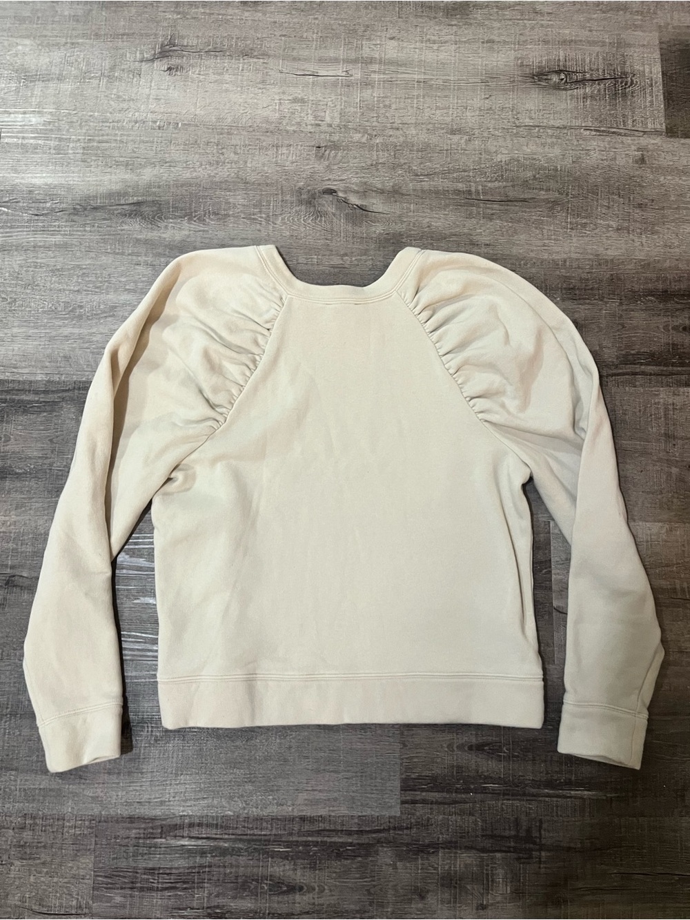 EXPRESS Ruched Sleeve Crew Neck Pullover Sweatshirt - Picture 4 of 9